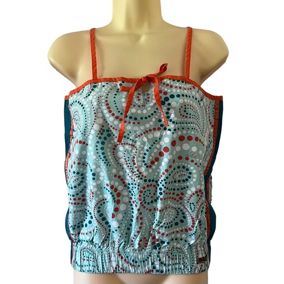 Lost Tops - Lost Multicolor Print Cotton Top Woman Size Medium Fun Print Retro Y2K